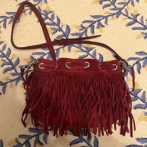 Rebecca Minkoff maroon suede leather crossbody shoulder bag